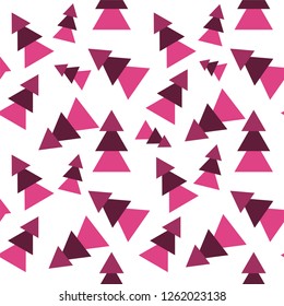 Vector seamless pattern, simple abstract design. Geometric shape, triangle, pine trees, different random colors. Design for background, textile, texture, web, fabric, cotton, wallpaper
