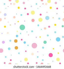 Vector seamless pattern. Simple Abstract design. Little cute confetti in punch pastel, festive colors. Perfect for textile, texture, ornament, baby cottons and more, white background