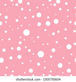 Vector seamless pattern. Simple Abstract design. Little cute white confetti. Perfect for textile, texture, ornament, baby cottons and more, pastel baby pink background
