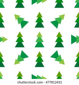 Vector seamless pattern, simple abstract design. Geometric shape, triangle, pine trees, different random colors. Design for background, textile, texture, web, fabric, cotton, wallpaper