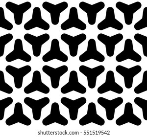 Vector seamless pattern, simple abstract geometric texture, black & white rounded figures, repeat tiles. Modern monochrome background. Design for prints, decoration, textile, furniture, digital, web