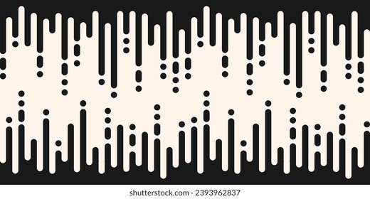 Vector seamless pattern. Simple black and white background with rounded lines, curved fluid shapes, melting drops. Halftone transition effect. Modern stylish funky texture. Design for decor, print