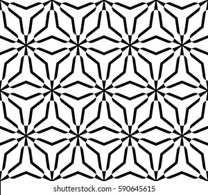 Vector seamless pattern, simple black & white ornamental background. Fashionable design, modern stylish abstract texture. Monochrome template for prints, embossing, decoration, textile, home decor 