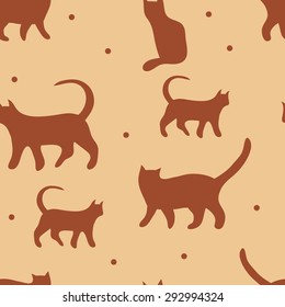 Vector seamless pattern with simple cats silhouette