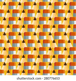 Vector seamless pattern of simple and colored pencils