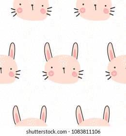 vector seamless pattern, simple and cute bunny print