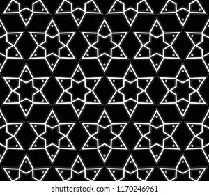 Vector seamless pattern, simple dark geometric triangular texture. Abstract black and white endless background, repeat tiles. Design for prints, textile, decor, fabric