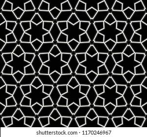 Vector seamless pattern, simple dark geometric triangular texture. Abstract black and white endless background, repeat tiles. Design for prints, textile, decor, fabric