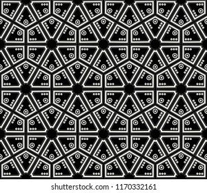 Vector seamless pattern, simple dark geometric triangular texture. Abstract black and white endless background, repeat tiles. Design for prints, textile, decor, fabric