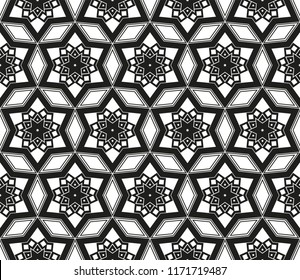 Vector seamless pattern, simple dark geometric triangular texture. Abstract black and white endless background, repeat tiles. Design for prints, textile, decor, fabric