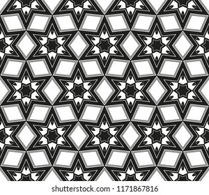 Vector seamless pattern, simple dark geometric triangular texture. Abstract black and white endless background, repeat tiles. Design for prints, textile, decor, fabric