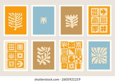 Vector seamless pattern in simple floral wavy and groovy naive style, ocean and vacation theme,  flowers and plants, floral botanic hand drawn design templates, modern art prints, surface design

