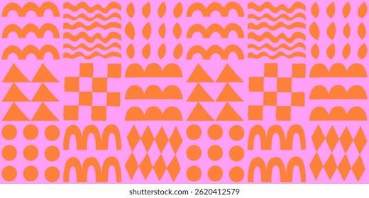 Vector seamless pattern in simple floral wavy and groovy naive style, ocean and vacation theme,  flowers and plants, floral botanic hand drawn design templates, modern art prints, surface design
