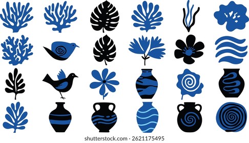 Padrão sem emenda do vetor em estilo simples ondulado floral e ingênuo groovy, tema do oceano e das férias,