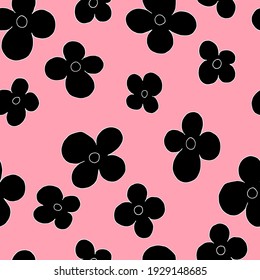 vector seamless  pattern simple flowers botanical illustration for background, wallpaper, textile, fabric, clothing, paper, postcard