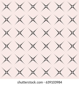 Vector seamless pattern, simple geometric texture with small dotted halftone crosses. Abstract monochrome repeat background. Modern design element for decor, prints, textile, digital, fabric, cloth