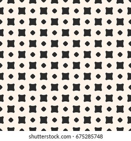 Vector seamless pattern, simple geometric minimalist texture with small smooth shapes, circles and squares. Abstract light repeat background. Design element for textile, fabric, home decor, furniture