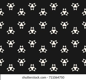 Vector seamless pattern with simple geometric figures, triangles, sharp shapes. Abstract monochrome geometrical background texture, repeat tiles. Dark minimal design for decoration, covers, digital
