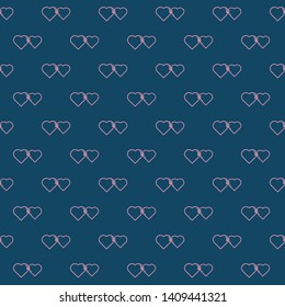 Vector seamless pattern of simple hearts tied together, unique and romantic. Colors and size are editable.