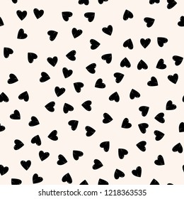 Vector seamless pattern. Simple hipster background with hand drawn hearts. 