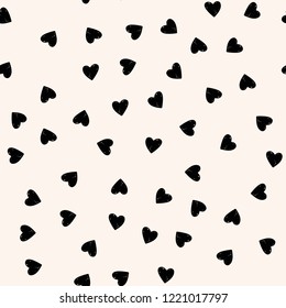 Vector seamless pattern. Simple hipster background with hand drawn hearts.