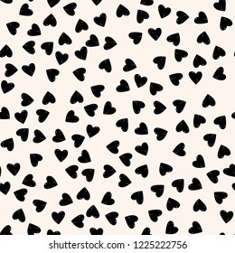 Vector seamless pattern. Simple hipster background with hand drawn hearts.