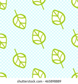Vector seamless pattern with simple leaf. Hand drawn cute and funny fashion illustration. Modern doodle pop art sketch 