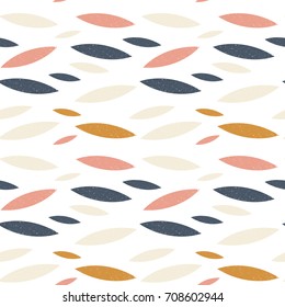 
Vector seamless pattern with simple leaves and worn out retro texture. Scandinavian vintage style design background.