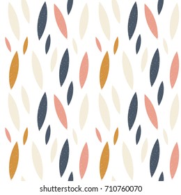 
Vector seamless pattern with simple leaves and worn out retro texture. Scandinavian vintage style design background.