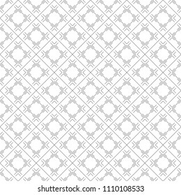 Vector seamless pattern. Simple minimal abstract geometric background. Modern linear texture with thin lines. Regularly repeating geometrical tiled grid with rhombus, diamond, crosses. Trendy design