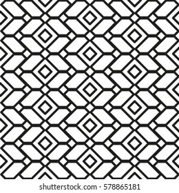 Vector seamless pattern. Simple minimal abstract geometric background. Modern linear texture with thin lines. Regularly repeating geometrical tiled grid with rhombus, diamond.   Trendy design.