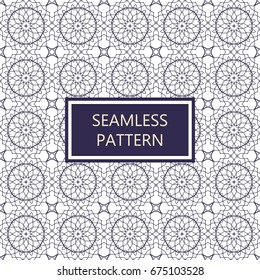 Vector seamless pattern. Simple monochrome design template. Geometric background in blue colors. 