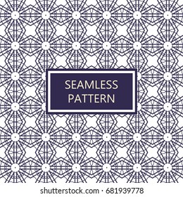 Vector seamless pattern. Simple monochrome design template. Geometric background in blue colors.
