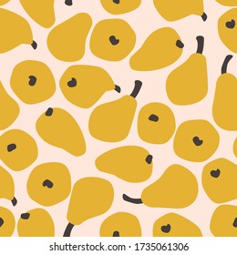 Vector seamless pattern with simple pears. Trendy hand drawn textures. Modern abstract design for paper, cover, fabric, interior decor and other users.