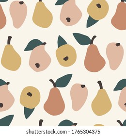 Vector seamless pattern with simple pears. Trendy hand drawn textures. Modern abstract design for paper, cover, fabric, interior decor and other uses.