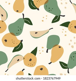 Vector seamless pattern with simple pears. Trendy hand drawn textures. Modern abstract design for paper, cover, fabric, interior decor and other users.
