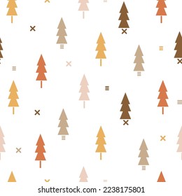 Vector seamless pattern with simple pine trees