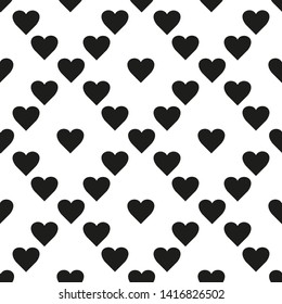 Vector seamless pattern. Simple repeating texture with chaotic hearts. Stylish hipster texture.