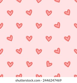 Vector seamless pattern. Simple repeating texture with cute hearts. Stylish repeat hipster texture.