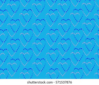 Vector seamless pattern. Simple repeating texture with chaotic hearts. Stylish hipster texture.