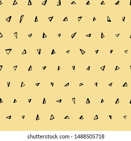 Vector seamless pattern. Simple shapes background. Many hand drawn isolated triangles. Geometric pattern for clothes, prints, fabric, invitations, cards.
