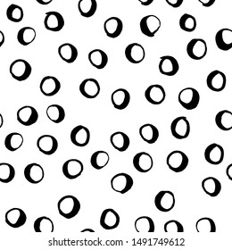 Vector seamless pattern. Simple shapes background. Many hand drawn isolated circles. Geometric pattern for clothes, prints, fabric, invitations, cards.
