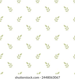 Vector seamless pattern. Simple style background with small leaves. White background. Hand drawn vector for printing on surfaces and web design.