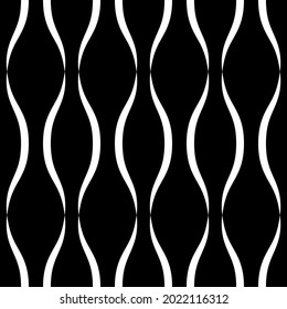 Vector seamless pattern. Simple stylish monochrome geometric texture with smooth shapes, curved rhombuses. Elegant abstract background. Repeat tiles. Design for decor, textile, cloth.