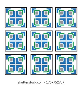 Vector seamless pattern simulates a blue chessboard, isolated on black background, Bundle of Memphis seamless patterns.