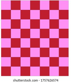 Vector seamless pattern simulates a pink and red chessboard, isolated on white background.
