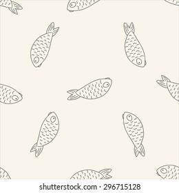 Vector of seamless pattern of sketch fish. Retro style.
Black hand drawn fishes on neutral background. Doodle.