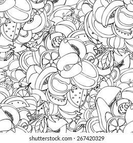Vector Seamless Pattern of Sketch Fruits