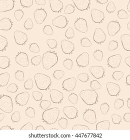 Vector seamless pattern. Sketch. Hand drawn Strawberry