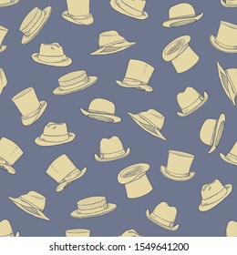 Vector Seamless Pattern of Sketch Hats